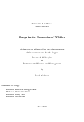 Cover page of Essays in the Economics of Wildfire