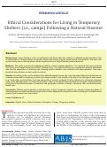 Cover page: Ethical Considerations for Living in Temporary Shelters (i.e., camps) Following a Natural Disaster.