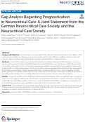 Cover page: Gap Analysis Regarding Prognostication in Neurocritical Care: A Joint Statement from the German Neurocritical Care Society and the Neurocritical Care Society