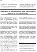 Cover page: Commentary on: New rules for the game: Interdisciplinary education for health professionals
