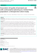 Cover page: Association of quality of prenatal care with contraceptive planning in a United States population: a retrospective cohort study.