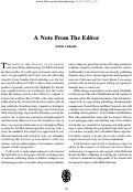 Cover page: A Note From The Editor
