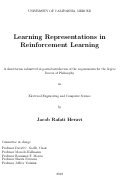 Cover page: Learning Representations in Reinforcement Learning
