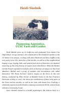Cover page: Heidi Skolnik: Pioneering Apprentice, UCSC Farm and Garden