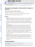 Cover page: Pharmacological Management of Neuropsychiatric Symptoms of Dementia