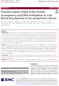 Cover page: Prenatal vitamin intake in first month of pregnancy and DNA methylation in cord blood and placenta in two prospective cohorts