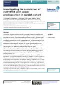 Cover page: Investigating the association of rs2910164 with cancer predisposition in an Irish cohort
