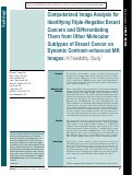 Cover page: Computerized Image Analysis for Identifying Triple-Negative Breast Cancers and Differentiating Them from Other Molecular Subtypes of Breast Cancer on Dynamic Contrast-enhanced MR Images: A Feasibility Study