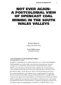 Cover page: NOT EVER AGAIN: A POSTCOLONIAL VIEW OF OPENCAST COAL MINING IN THE SOUTH WALES VALLEYS
