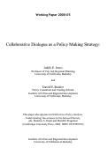 Cover page: Collaborative Dialogue as a Policy Making Strategy