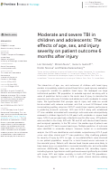 Cover page: Moderate and severe TBI in children and adolescents: The effects of age, sex, and injury severity on patient outcome 6 months after injury