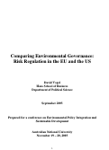 Cover page: Comparing Environmental Governance: Risk Regulation in the EU and the US