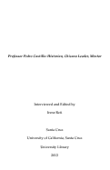 Cover page: Professor Pedro Castillo: Historian, Chicano Leader, Mentor