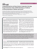 Cover page: Comparing Physician and Nurse Eastern Cooperative Oncology Group Performance Status (ECOG‐PS) Ratings as Predictors of Clinical Outcomes in Patients with Cancer