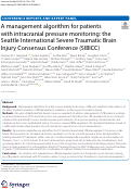 Cover page: A management algorithm for patients with intracranial pressure monitoring: the Seattle International Severe Traumatic Brain Injury Consensus Conference (SIBICC).