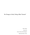 Cover page: Do Changes to Early Voting Affect Turnout?