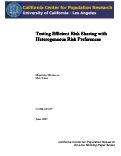 Cover page: Testing Efficient Risk Sharing with Heterogeneous Risk Preferences