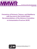 Cover page: Prevention of Pertussis, Tetanus, and Diphtheria with Vaccines in the United States: Recommendations of the Advisory Committee on Immunization Practices (ACIP)