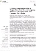 Cover page: Late Bilinguals Are Sensitive to Unique Aspects of Second Language Processing: Evidence from Clitic Pronouns Word-Order