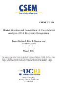 Cover page: Market Structure and Competition: A Cross-Market Analysis of U.S. Electricity Deregulation