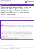 Cover page: The association of polymorphisms in hormone metabolism pathway genes, menopausal hormone therapy, and breast cancer risk: a nested case-control study in the California Teachers Study cohort