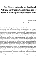 Cover page: TGI Fridays In Kandahar: Fast Food, Military Contracting, and Intimacies of Force in the Iraq and Afghanistan Wars