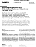Cover page: Genomewide linkage scan for diabetic renal failure and albuminuria: the FIND study.