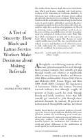 Cover page: A Test of Sincerity: How Black and Latino Service Workers Make Decisions about Making Referrals