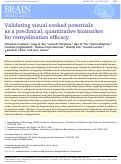 Cover page: Validating visual evoked potentials as a preclinical, quantitative biomarker for remyelination efficacy.