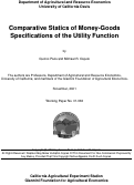 Cover page: Comparative Statics of Money-Goods Specifications of the Utility Function