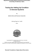 Cover page: Testing the Adding Up Condition in Demand Systems