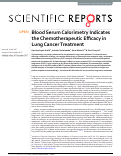 Cover page: Blood Serum Calorimetry Indicates the Chemotherapeutic Efficacy in Lung Cancer Treatment.