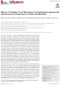 Cover page: Effects of ‘Healthy’ Fecal Microbiota Transplantation against the Deterioration of Depression in Fawn-Hooded Rats