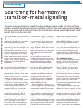 Cover page: Searching for harmony in transition-metal signaling.