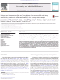Cover page: Unique and interactive effects of impulsivity facets on reckless driving and driving under the influence in a high-risk young adult sample
