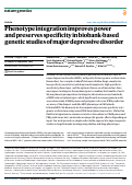 Cover page: Phenotype integration improves power and preserves specificity in biobank-based genetic studies of major depressive disorder