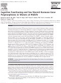 Cover page: Cognitive Functioning and Sex Steriod Hormone Gene Polymorphisms in Women at Midlife