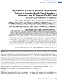 Cover page: Lung Function in African American Children with Asthma Is Associated with Novel Regulatory Variants of the KIT Ligand KITLG/SCF and Gene-By-Air-Pollution Interaction