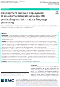Cover page: Development and web deployment of an automated neuroradiology MRI protocoling tool with natural language processing