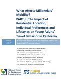 Cover page: What Affects Millennials’ Mobility? PART II: The Impact of Residential Location, Individual Preferences and Lifestyles on Young Adults’ Travel Behavior in California