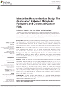 Cover page: Mendelian Randomization Study: The Association Between Metabolic Pathways and Colorectal Cancer Risk