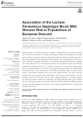 Cover page: Association of the Lactase Persistence Haplotype Block With Disease Risk in Populations of European Descent