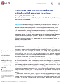 Cover page: Selections that isolate recombinant mitochondrial genomes in animals