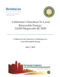 Cover page: California’s Transition to Local Renewable Energy: 12,000 Megawatts by 2020