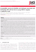 Cover page: Acceptability, perceived reliability and challenges associated with distributing HIV self‐test kits to young MSM in Uganda: a qualitative study