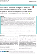 Cover page: Association between changes in body fat and disease progression after breast cancer surgery is moderated by menopausal status
