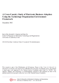 Cover page: A Cross-Country Study of Electronic Business Adoption Using the Technology-Organization-Environment Framework