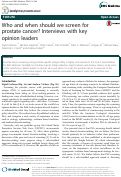 Cover page: Who and when should we screen for prostate cancer? Interviews with key opinion leaders