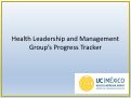 Cover page of Health Leadership and Management Group's Progress Tracker