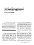 Cover page: Academic and Social Attainments of Children with Mental Retardation in General Education and Special Education Settings